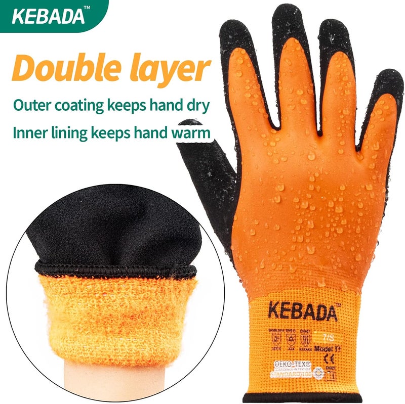Kebada T1 Waterproof Winter Work Gloves for Men and Women,Insulated Work Gloves for Men Cold Weather,Warm Freezer Gloves XL - Image 3